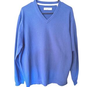 Tommy Bahama IslandZone Mens XXL 2XL Blue V-Neck COOLMAX Cotton Sweater Pullover